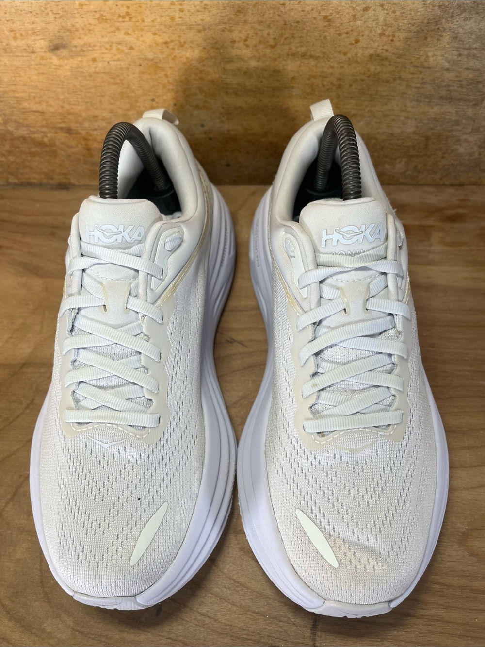 Hoka One One Bondi 8 REFLECTIVE Womens Size 8.5 (B) Running Shoes Sneakers White - Picture 3 of 15
